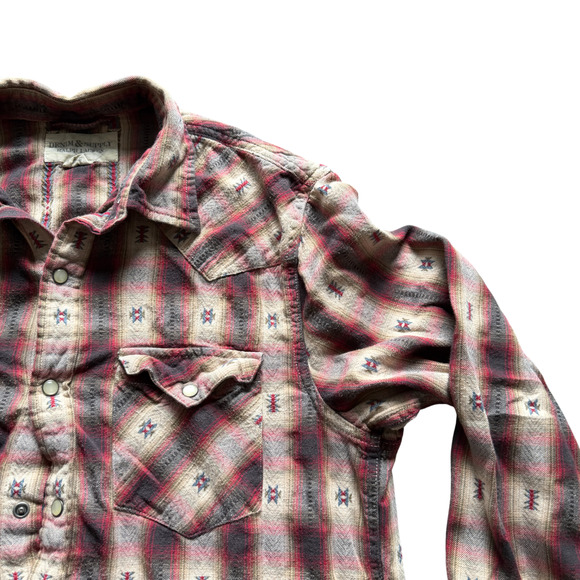 Ralph Lauren Denim Supply Western Shirt Mens Medium Multicolor Pearl Snap Aztec - Picture 2 of 5